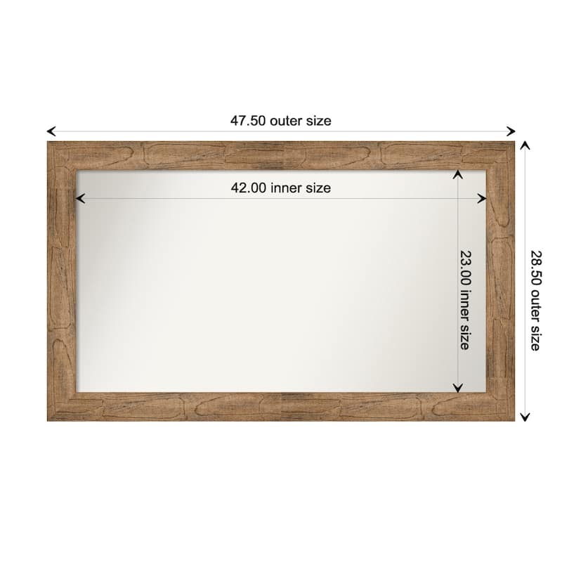 Owl Brown Framed Non-Beveled Custom Wall Mirror, Bathroom Vanity Mirror - Outer Size: 47.5 x 28.5
