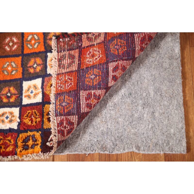 Checkered Gabbeh Persian Vintage Runner Rug Handmade Wool Carpet - 2'1"x 4'9"