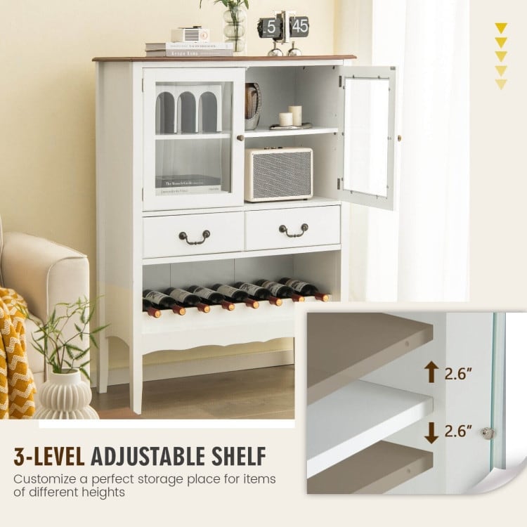 Sideboard Buffet Cabinet with 2 Tempered Glass Doors-White - 36” x 16” x 50”