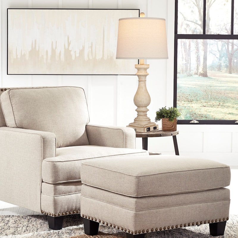 27.5'' Beige Bedside Resin Table Lamps with Built-in USB Ports, and Touch Control (Set of 2) - 12.5'' x 12.5'' x 27.5''