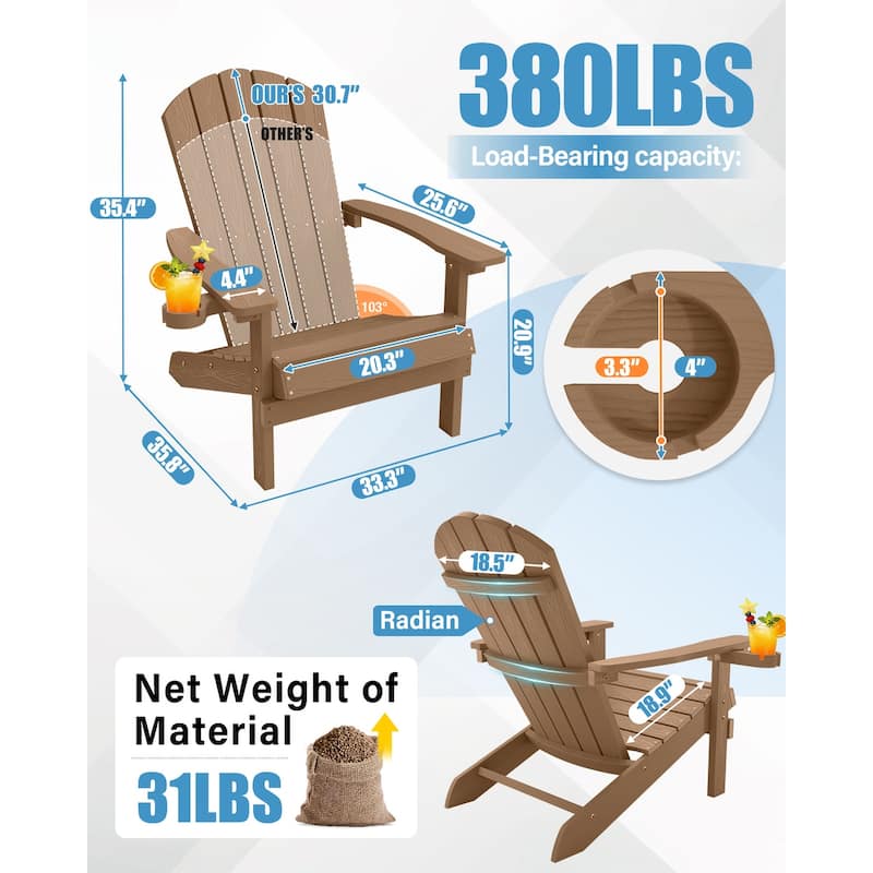 WINSOON All Weather HIPS Outdoor Plastic Adirondack Chair