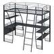 preview thumbnail 1 of 10, Black High Loft Bed w/ L-Shaped Desk and Storage Shelves, Metal Platform Bed w/ Curved Guardrail, USB Ports & Wireless Charging Black - Twin