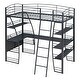 preview thumbnail 1 of 43, High Loft Bed with L-Shaped Desk and Storage Shelves, Metal Platform Bed with Curved Guardrail, USB Ports and Wireless Charging