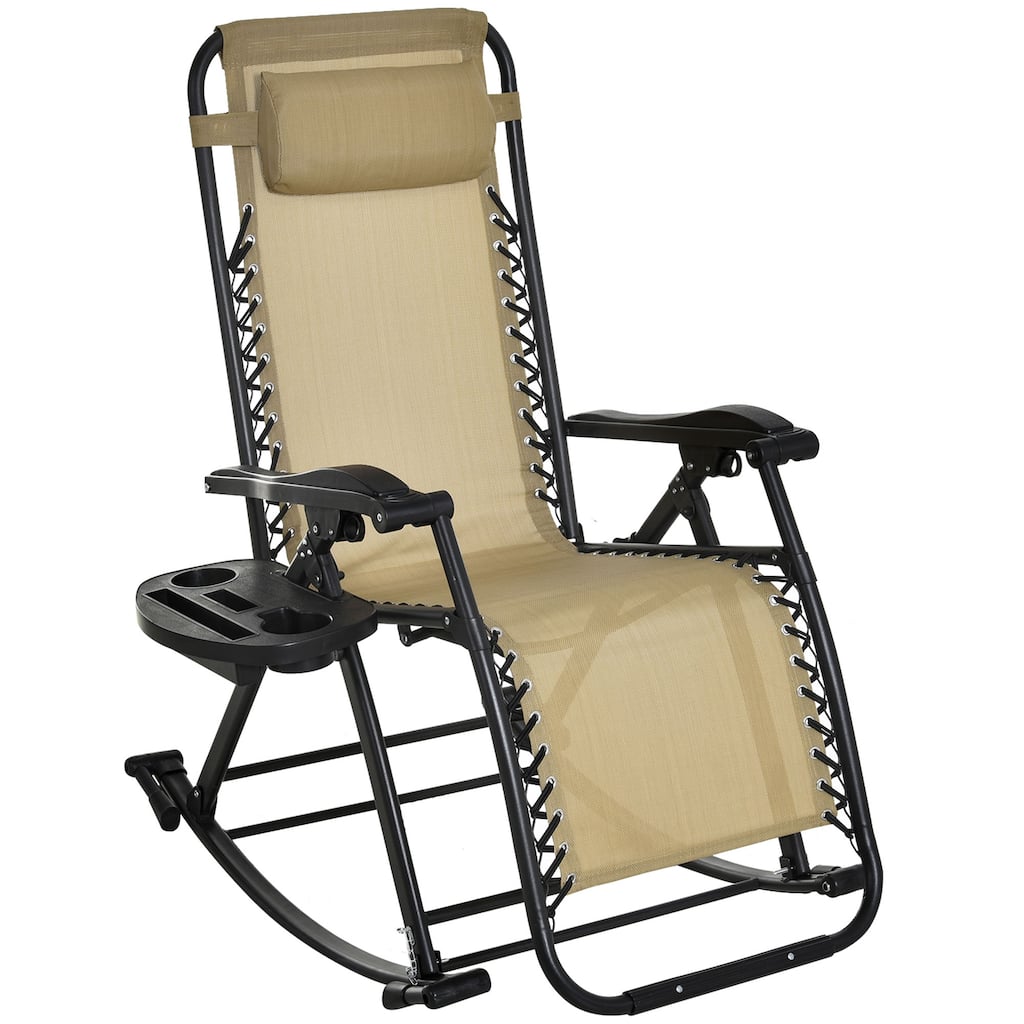 Outdoor Rocking Chairs, Foldable Reclining Zero Gravity Lounge Rocker