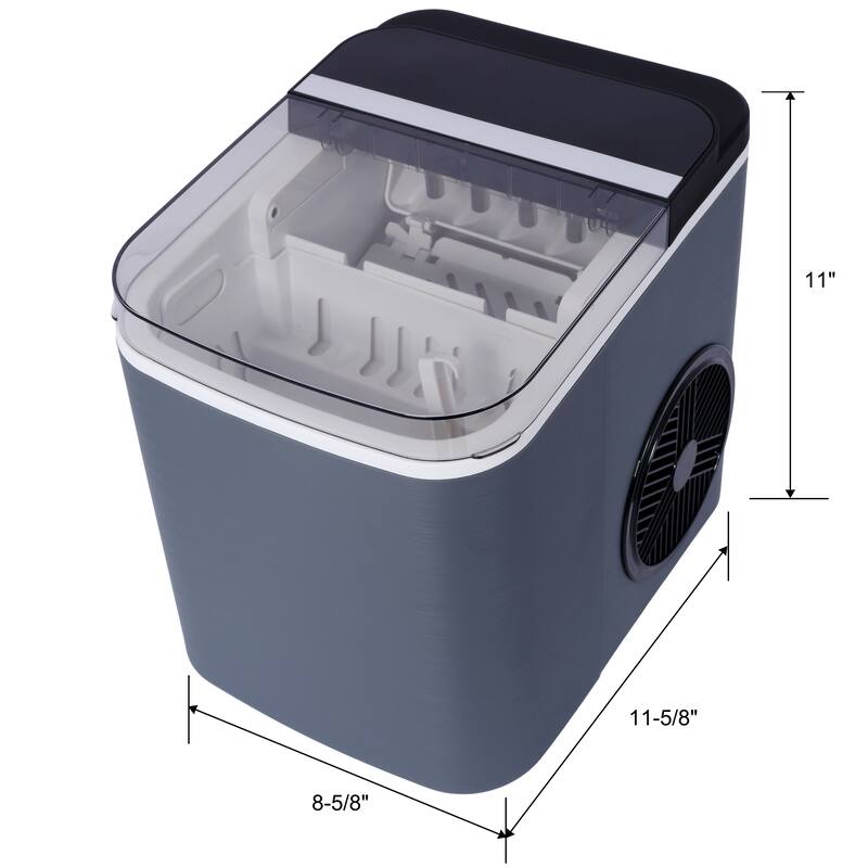 Anmytek Compact Countertop Ice Maker Fast Portable Small Kitchen Bar Appliance Gray Black See Through Lid