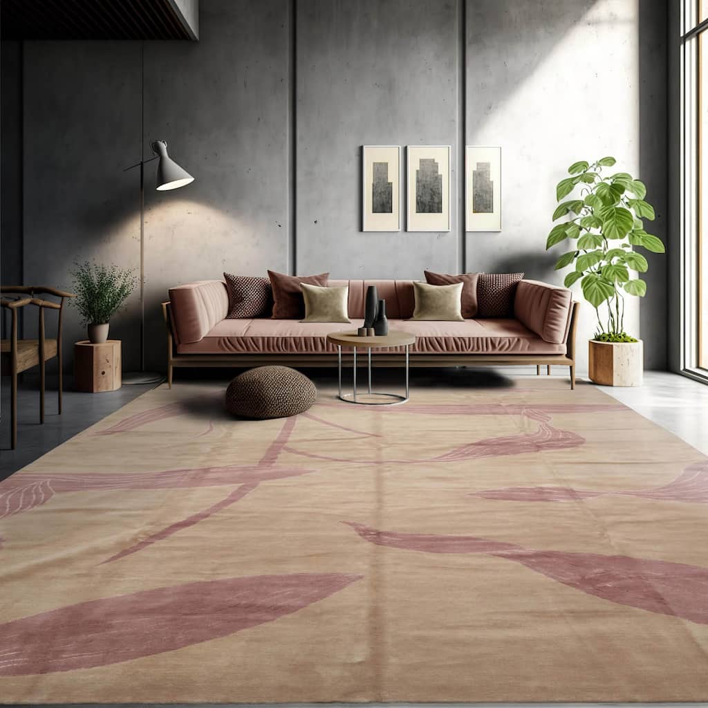 Hand Knotted Gray,Beige Tibetan Wool & Silk Modern Oriental Area Rug - 9' 11'' x 14'