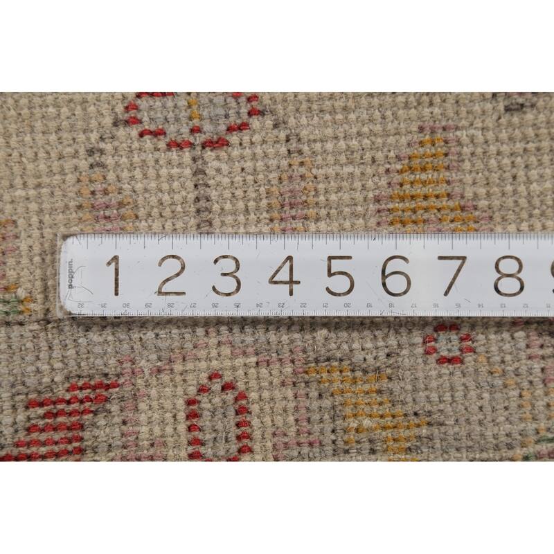 All-Over Floral Oushak Indian Foyer Rug Hand-Knotted Wool Carpet - 2'7"x 5'10"
