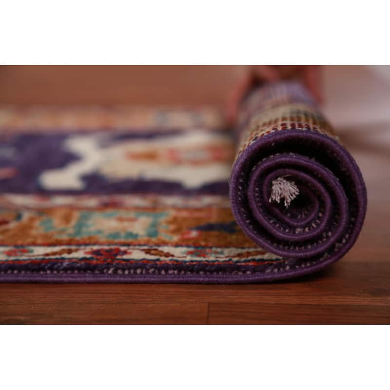 Hand Knotted Oriental 100% Wool Carpet Transitional Floral Purples Oushak Runner Rug - 9' 11'' X 2' 8''