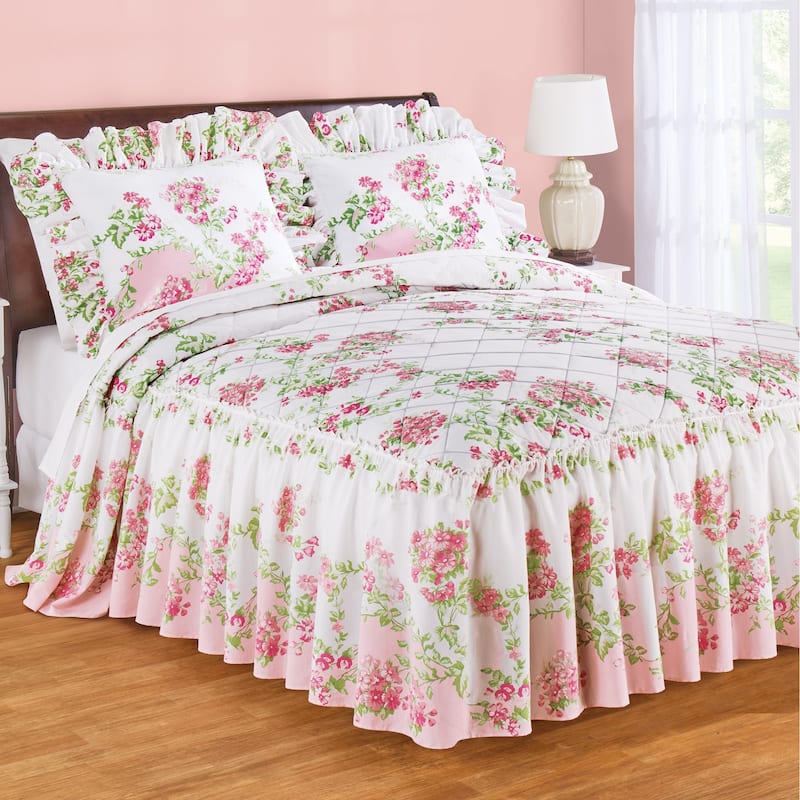 Floral Meadow Ruffled Edge Bedspread - King