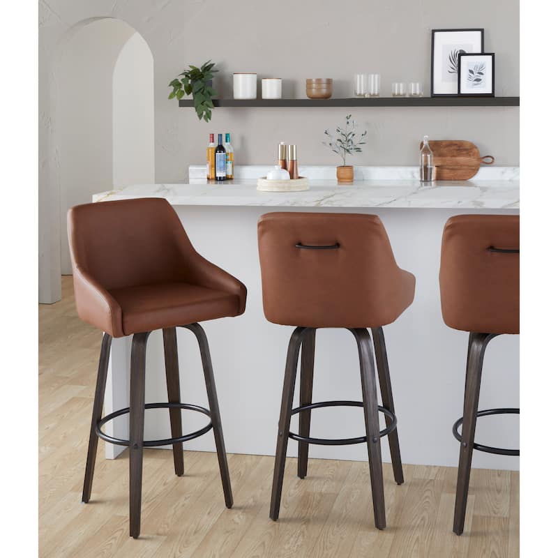 The Gray Barn Hadley 30" Fixed-Height Bar Stool with Bent Wood Legs & Round Footrest (Set of 2)
