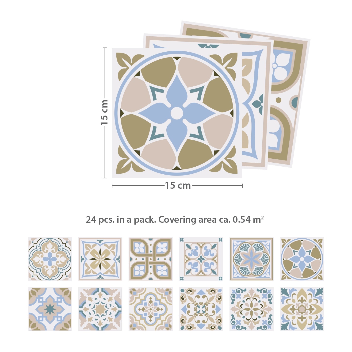Walplus Light Blue Brown Traditional Spanish Tile Stickers Peel And Stick Sticker 6 X6 Overstock 31665169