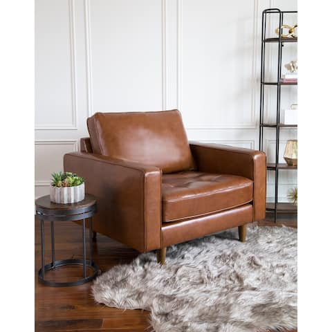 Abbyson Holloway Mid-century Modern Top Grain Leather Armchair