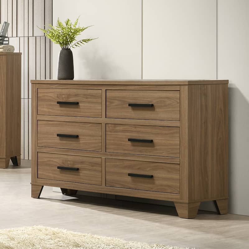 Furniture of America Nyess Modern Chestnut Brown Wood 6-Drawer Dresser - Chestnut Brown