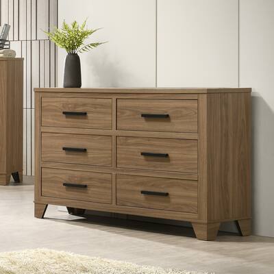 Furniture of America Nyess Modern Chestnut Brown Wood 6-Drawer Dresser