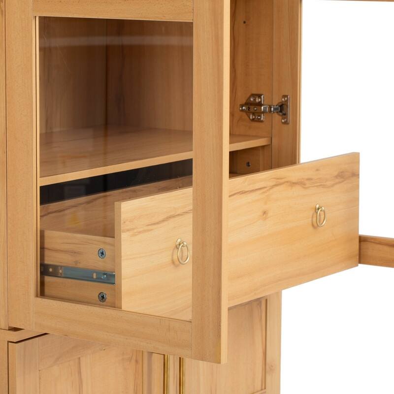 71" Tall Arched Kitchen Pantry Cabinet with Adjustable Shelves and Hidden Drawer for Stylish Storage Solutions