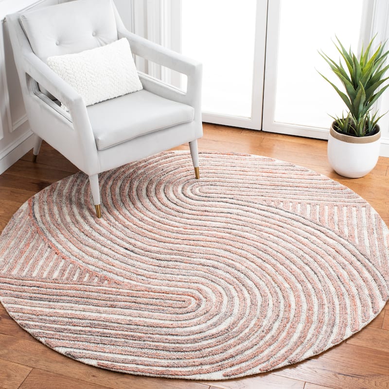 SAFAVIEH Handmade Southampton Catena Abstract Wool Rug - 6' Round - Rust - Round