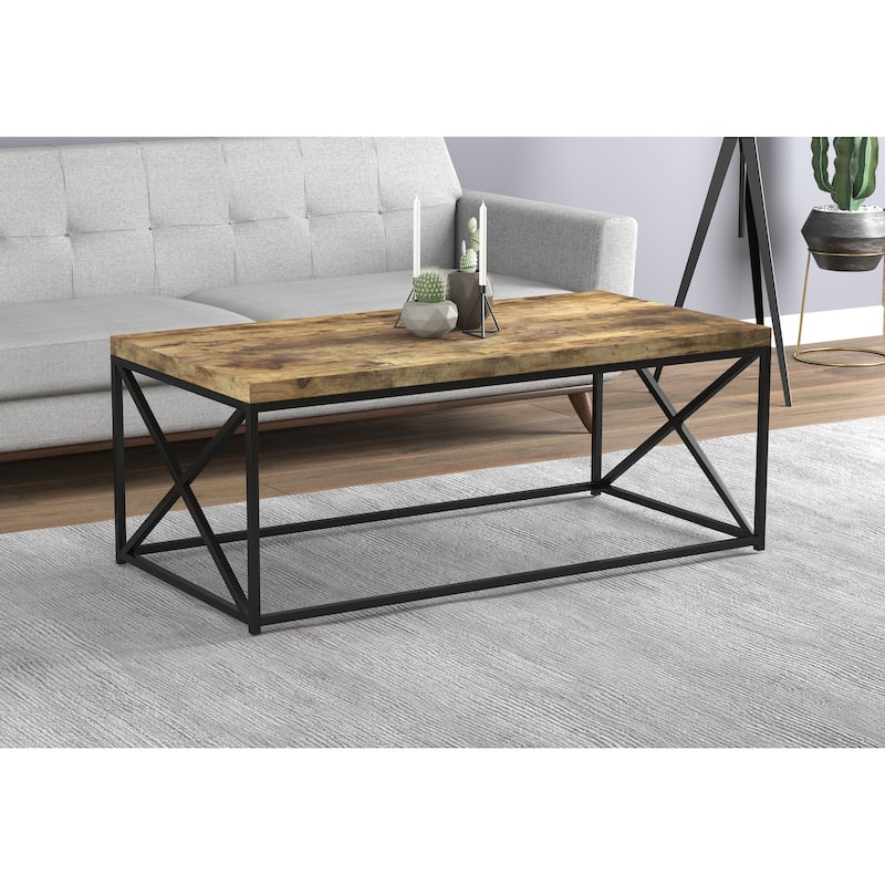 Coffee Table 44L Brown Reclaimed Wood Black Metal - 44' x 22' x 17'