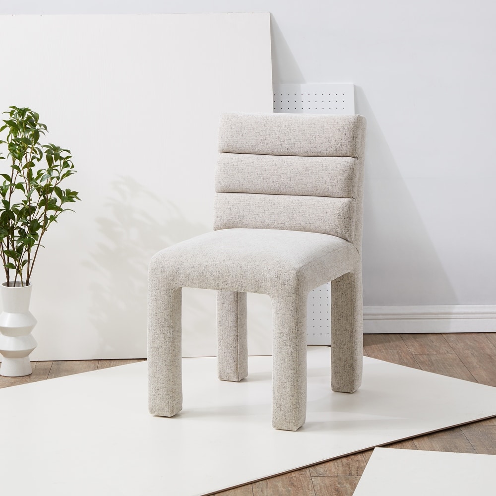 SAFAVIEH Couture Coby Channel Tufted Dining Chair - 19 In. W x 24 In. D x 34 In. H - 19"Wx24"Dx34"H