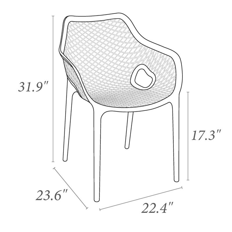 32.25" Tropical Green Outdoor Patio Dining Arm Chair - Extra Large