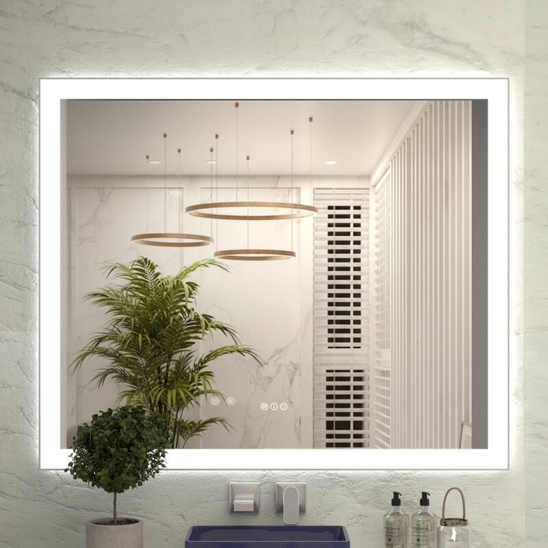 48 x 40 Inch Frameless LED Bathroom Mirror, Smart Mirror