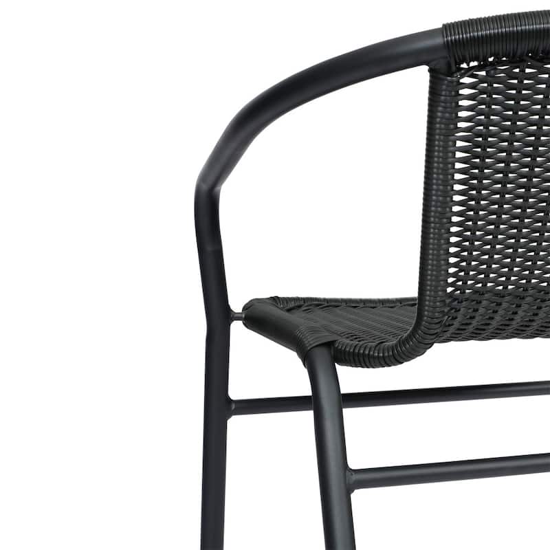 Commercial Indoor-Outdoor Rattan Restaurant Barstool with Aluminum Frame-Set of 2