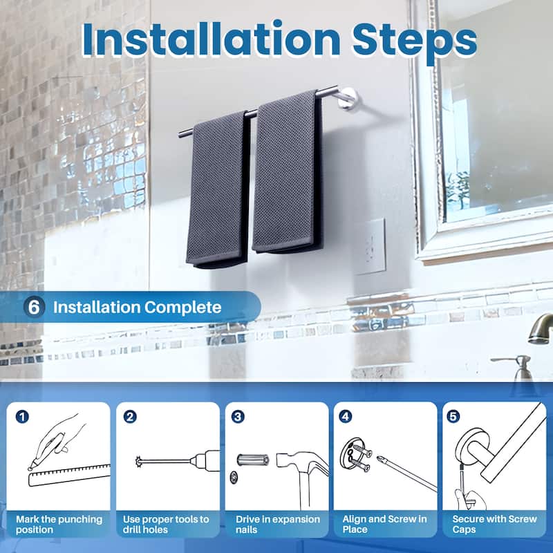 WOWOW Mutiple Length Wall Mounted Stainless Steel Towel Bar