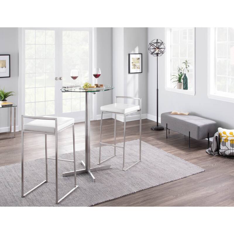 Silver Orchid Forrest Stackable Faux Leather Bar Stools (Set of 2) - N/A