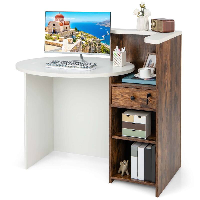 Costway Front Reception Counter Desk Checkout Office Desk with Open