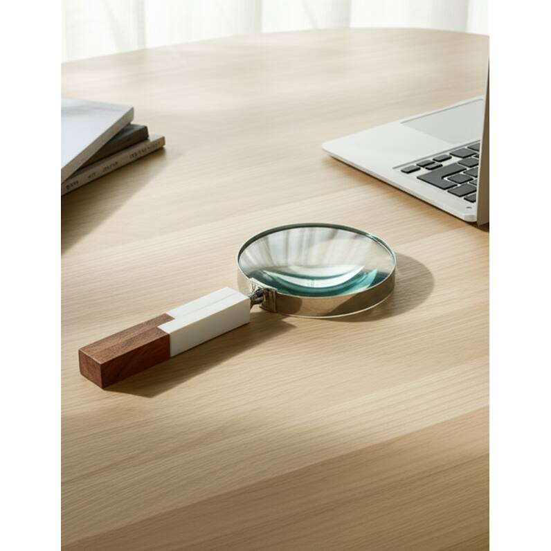 Resin Glass Decorative Object Magnifying Accent Home Decor - 10" White - 4" x 1" x 10"