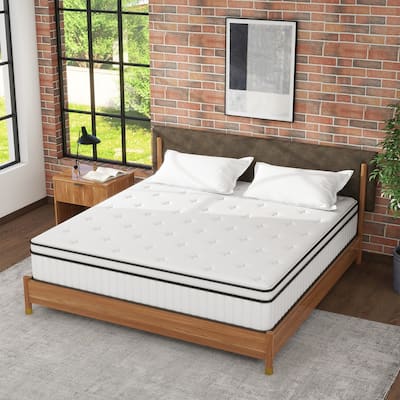 12 inch Foam and Spring Hybrid Mattress, Medium Firm Feel Durable Support Mattress Bed in a Box