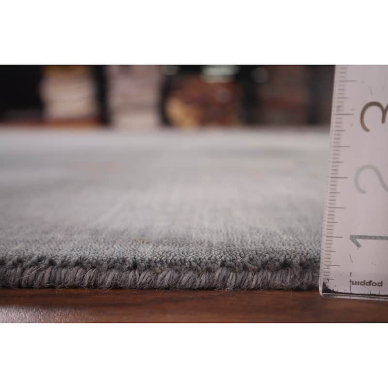 Tribal Gray Gabbeh Indian Area Rug Hand-Knotted Wool Carpet - 8'1"x 9'11"