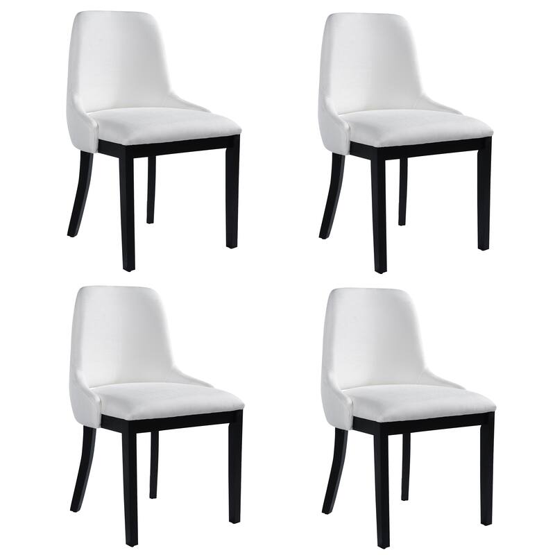 Farmhouse Style Linen Upholstered Dining Chairs with Cutout Backs and Rubberwood Frame, for Dining Rooms, 2-Piece Set