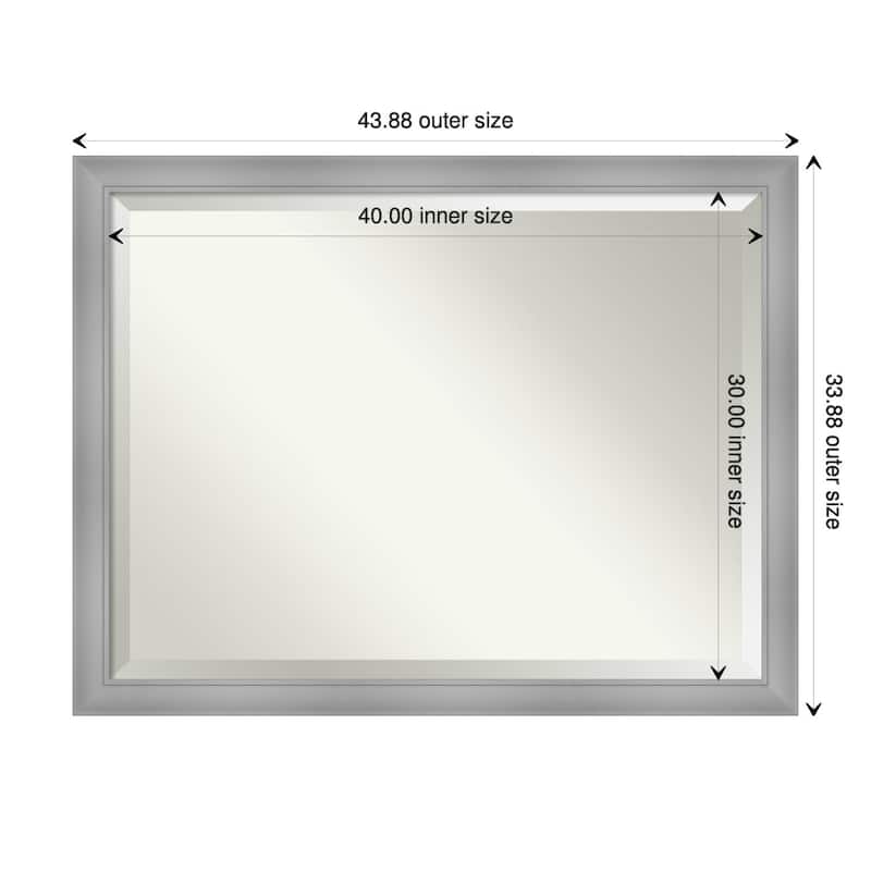 Beveled Wall Mirror - Flair Polished Nickel Frame - 44 x 34-inch - Flair Polished Nickel