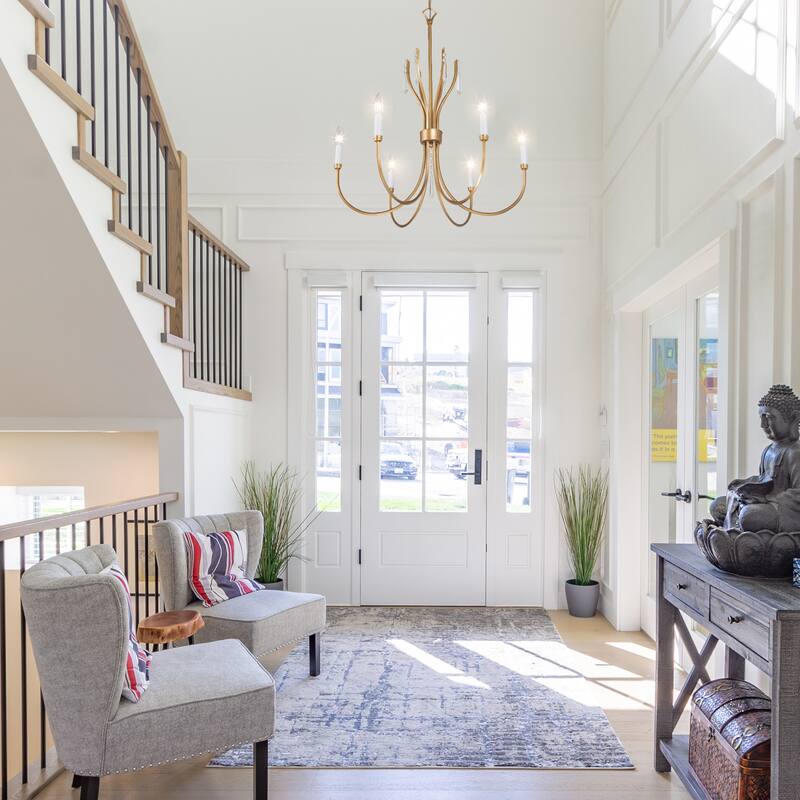 Modern Farmhouse Crystal 6-Light Chandelier Gold Wheel Light for Dining Living Room - Dia. 24" x H 21"