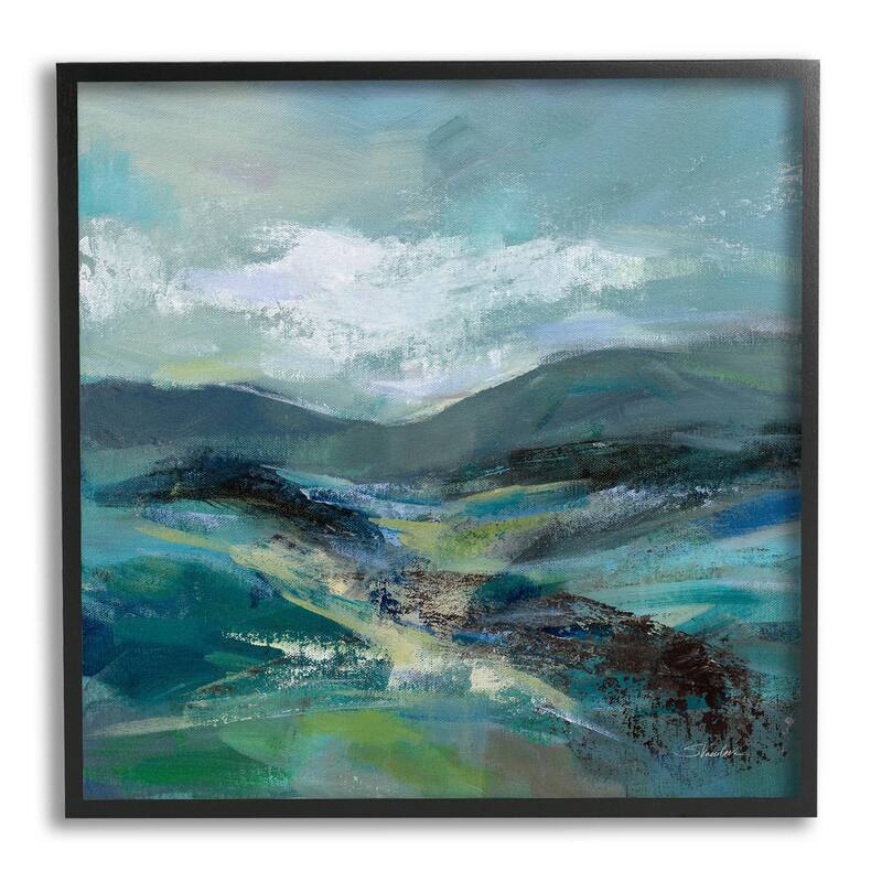 Stupell Modern Green Mountains Landscape Framed Giclee Art, Design by Silvia Vassileva - 24 x 24 - Black