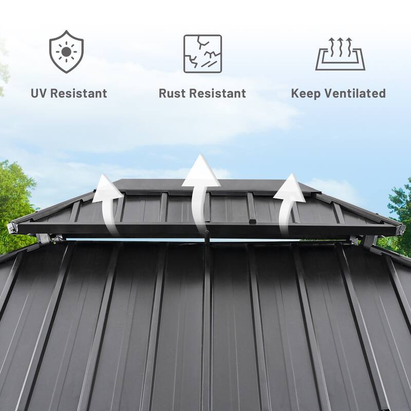 12x10ft Outdoor DoubleRoof Aluminum Gazebo with Curtains and Mosquito Netting On Sale Bed