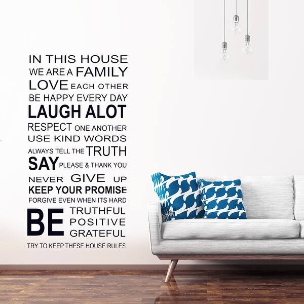 Shop Family Rules Text Pattern Wall Stickers Removable Art Decal For Home Living Room Black On Sale Overstock 29527071