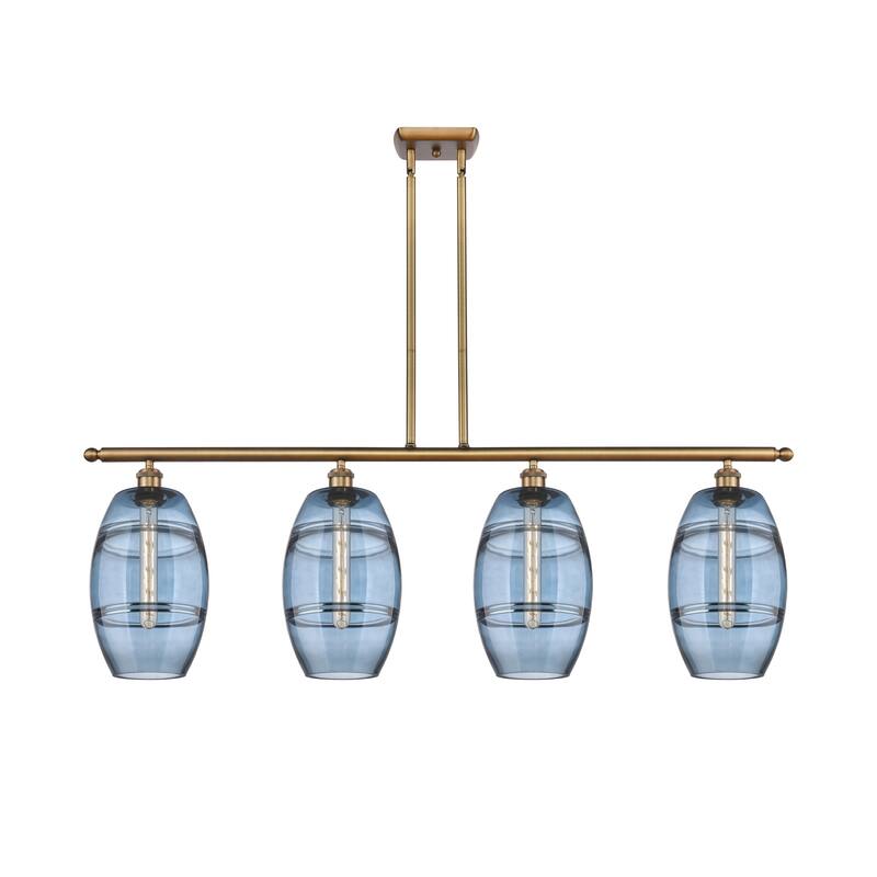 Innovations Lighting 516-4I-10-48 Vaz Linear Vaz 4 Light 48" Wide - Brushed Brass / Blue