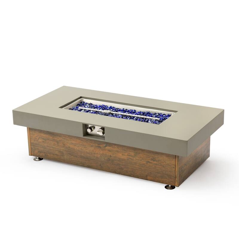 48'' Outdoor 50,000 BTU Iron Propane Fire Pit Table with Burner Lid