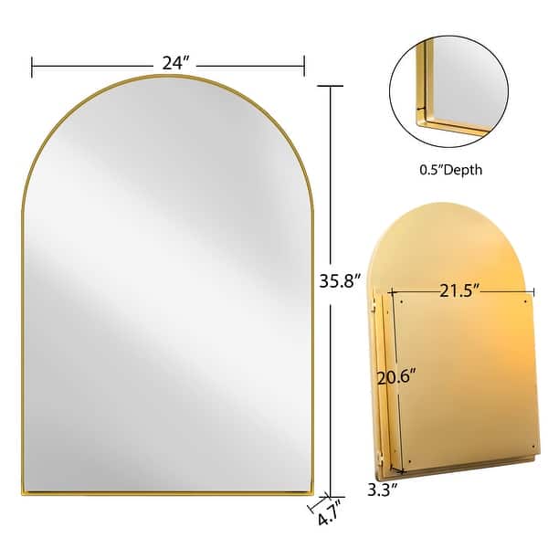 24x36 Inch Arched Recessed Wall Medicine Cabinet with Adjustable ...