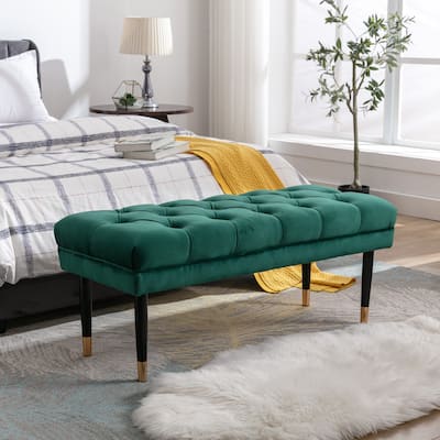 Modern Tufted Bench with Metal Legs