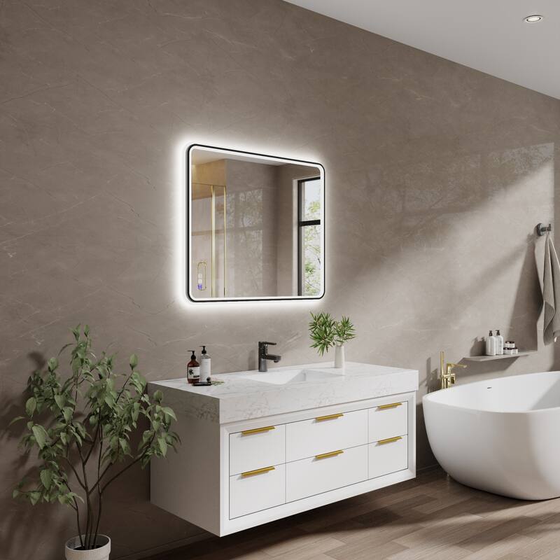 ExBrite Bathroom LED Mirror with Defog, Stepless Dimming