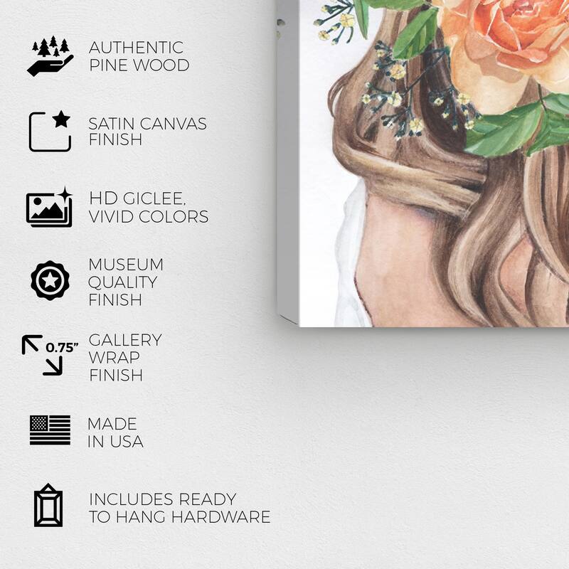 Wynwood Studio Fashion and Glam Her braids Orange and Pastel Orange Traditional Wall Art Canvas Print