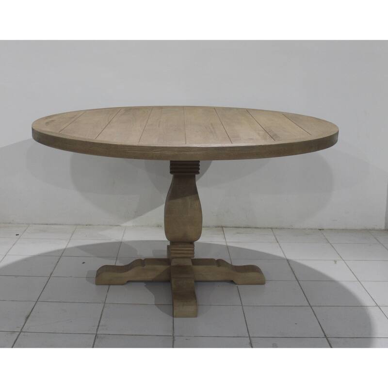 54 wide Round Dining Table in Natural wood finish (with reinforced steel bracket) - 54"W x 30"H x 54"D