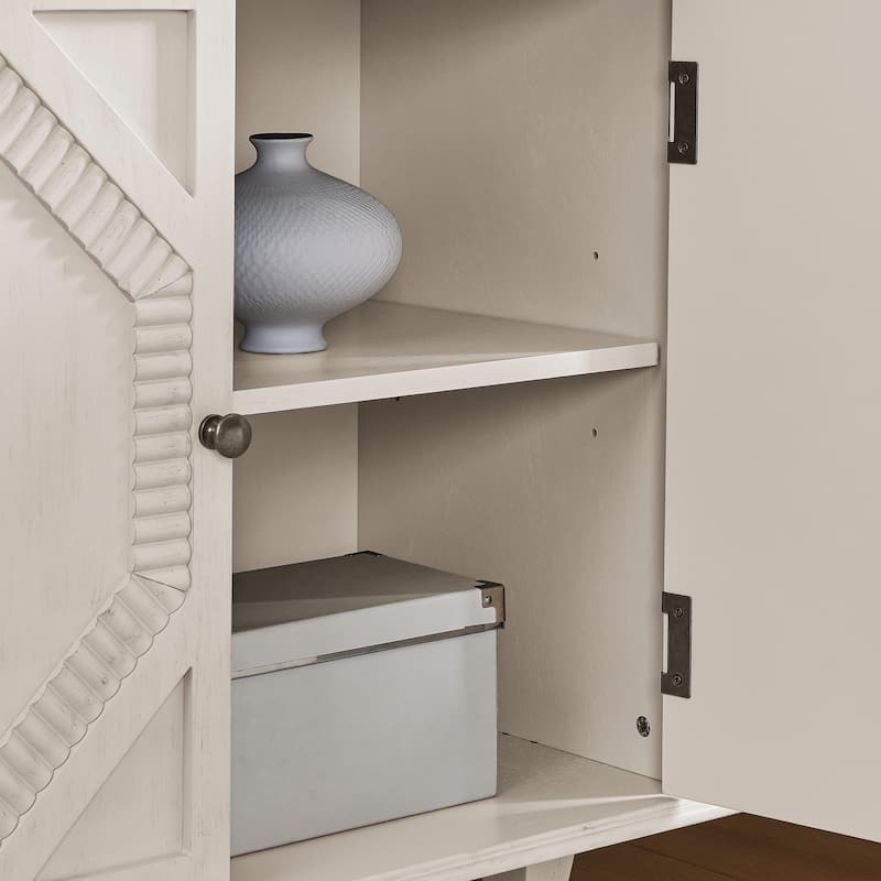Vintage-Inspired 33.6" Geometric Sideboard – Symmetrical Storage Cabinet for Multi-Room Use‌