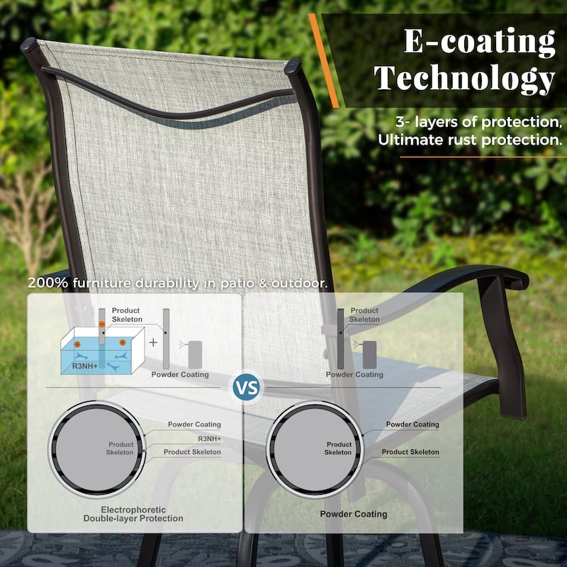 7-Piece Patio Bar Stool Set Textilene Swivel Stools