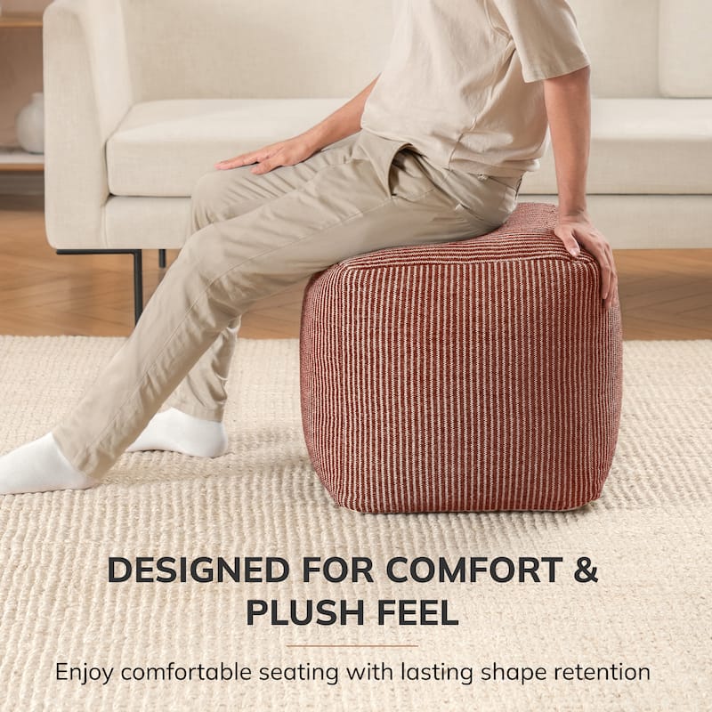 Jani 20-inch Ottoman Pouf - Handcrafted Handmade Ottoman for Seating, Footrest, Home Decor for Living Room, Bedroom