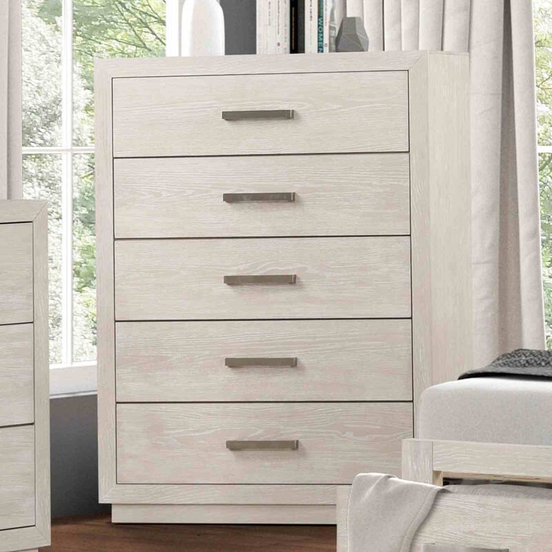Transitional Furniture Light Gray Finish Bedroom Set with LED Headboard