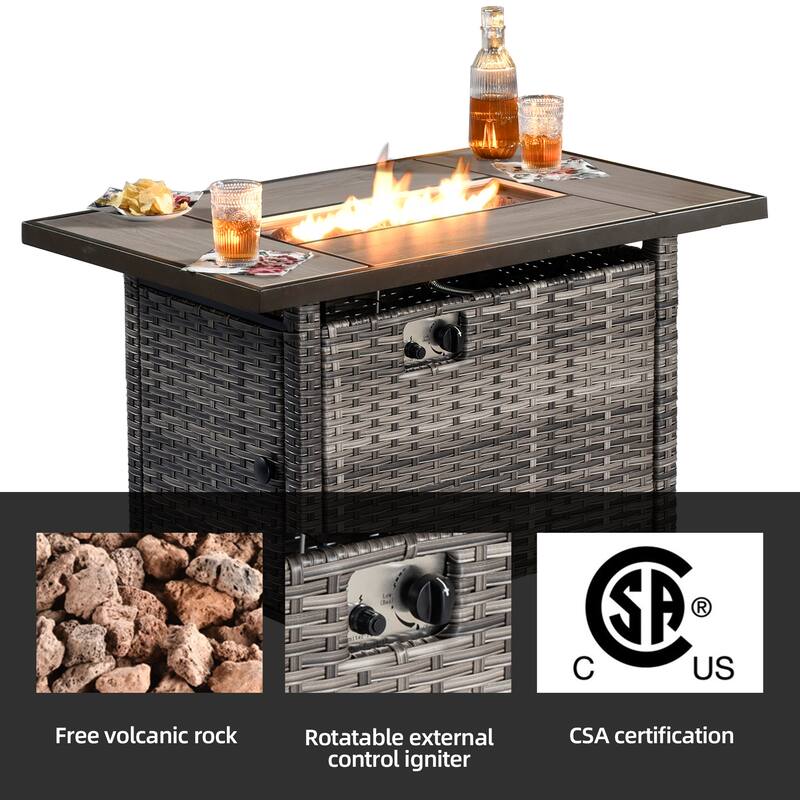 OVIOS 7-piece Patio Swivel Chair Set with 42" Fire Table