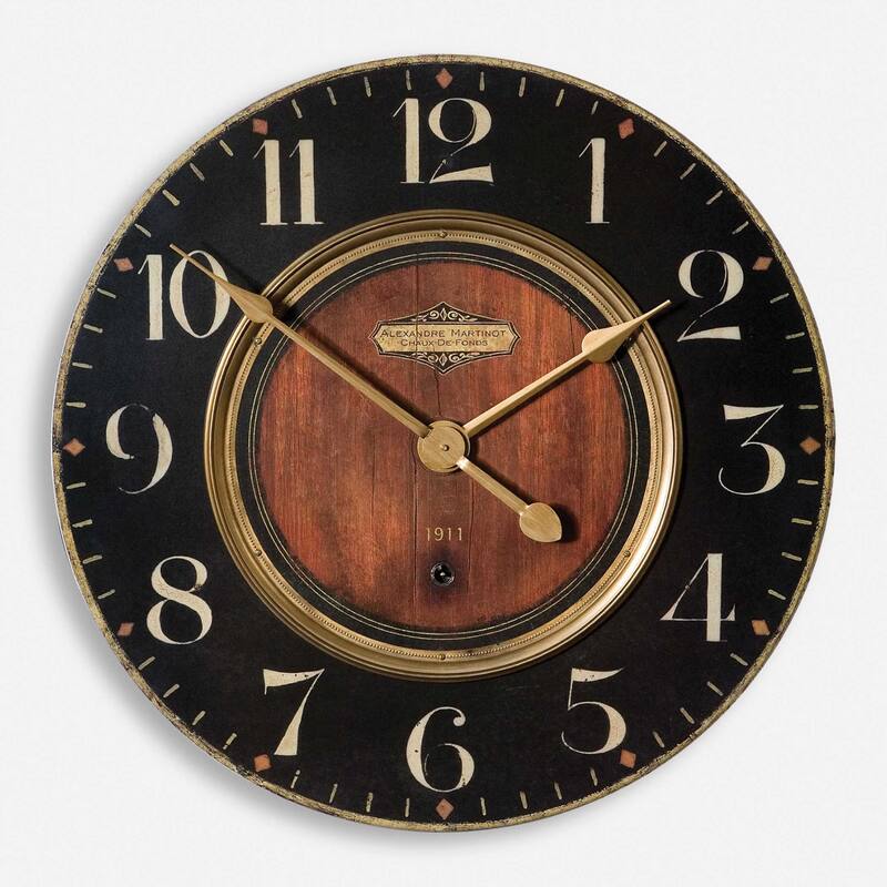 Alexandre Martinot Wall Clock - 23" - Black and Brown